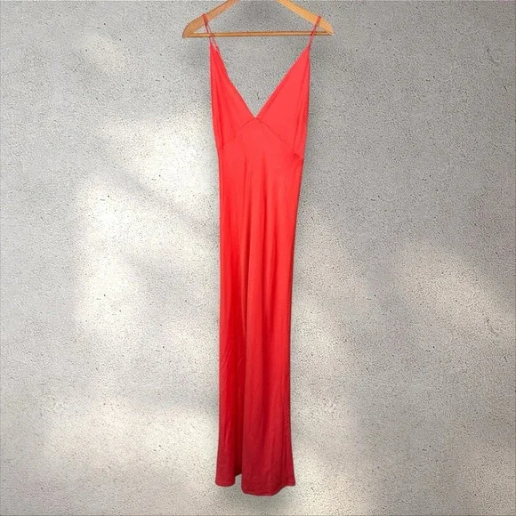 ANTHROPOLOGIE Plunge V-Neck Satin Maxi Slip Dress‎ Sz XL - Picture 4 of 7